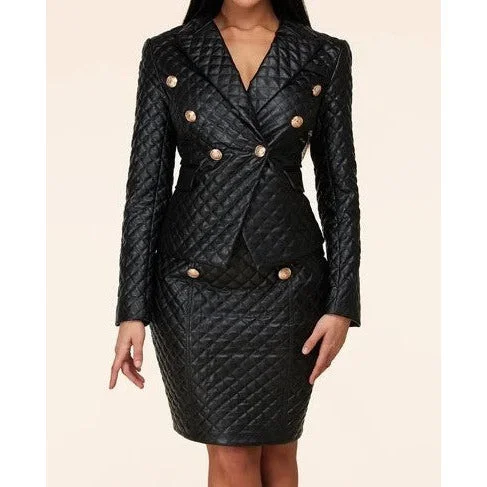 Free And Casual Double Breasted Quilted Suit
