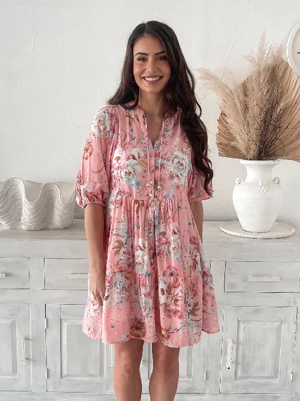Denim Design Fidella Dress - Pink Floral