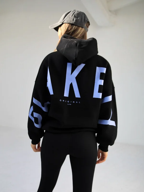Relaxed And Casual Members Isabel Oversized Hoodie - Black & Blue