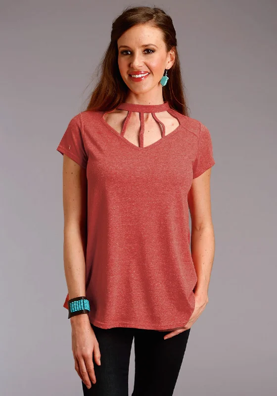 Age-reducing Style Roper Womens Red Poly/Cotton Taos Sunrise S/S T-Shirt