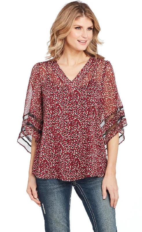 New Autumn And Winter Styles Cowgirl Up Womens Red Polyester Arrow Bell Sleeves Blouse S/S New Autumn And Winter Styles Cowgirl Up Womens Red Polyester Arrow Bell Sleeves Blouse S/S