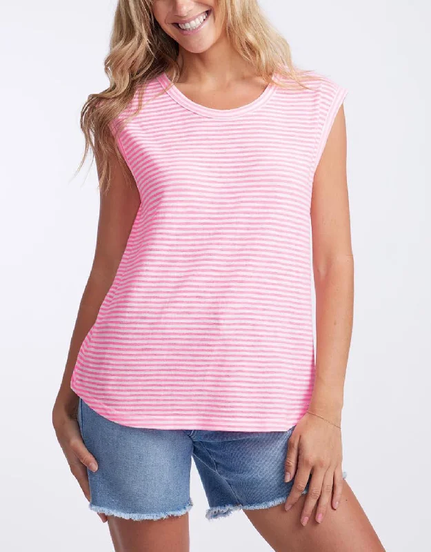 Relaxed And Casual Sorbet Stripe Cali Tank - Gelati Pink