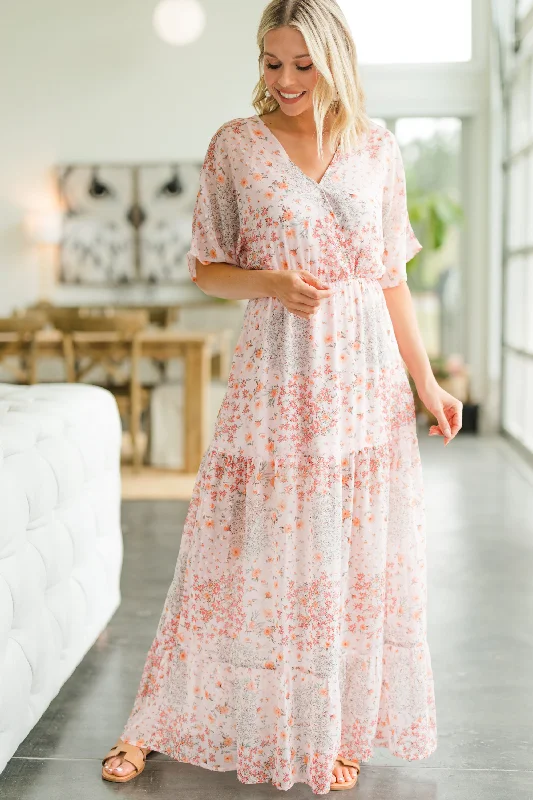 European And American Style It's Your Time Blush Pink Floral Maxi Dress