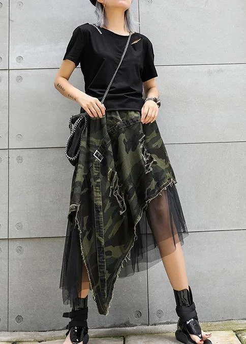Simple Solid Color Mid-length skirt summer camouflage leopard large size female irregular skirt Simple Solid Color Mid-length skirt summer camouflage leopard large size female irregular skirt