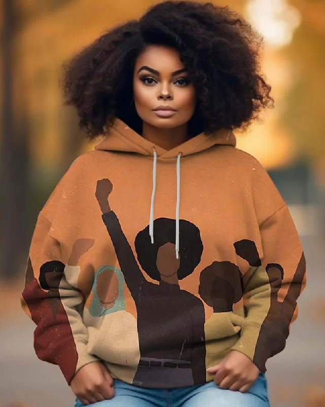 French Retro Black Girls Protest Against Printed Women's Hoodies