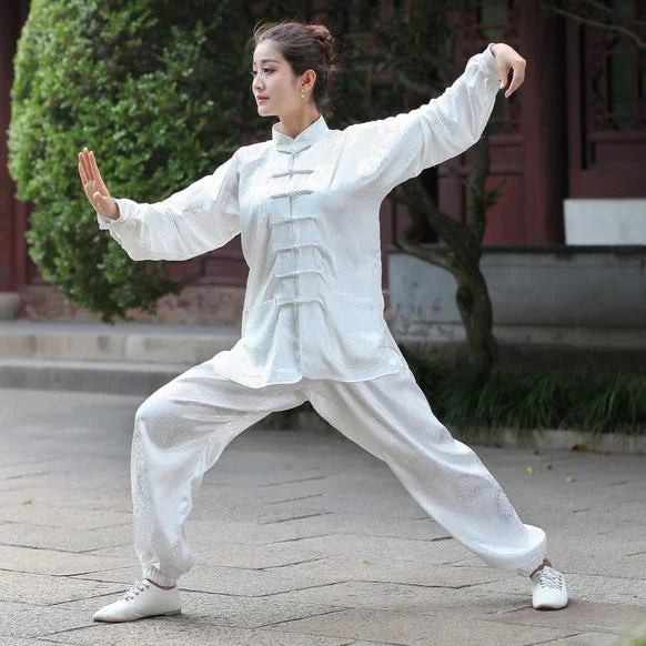 Free And Casual Auspicious Pattern Silk Blend Women's Traditional Chinese Tai Chi Suit