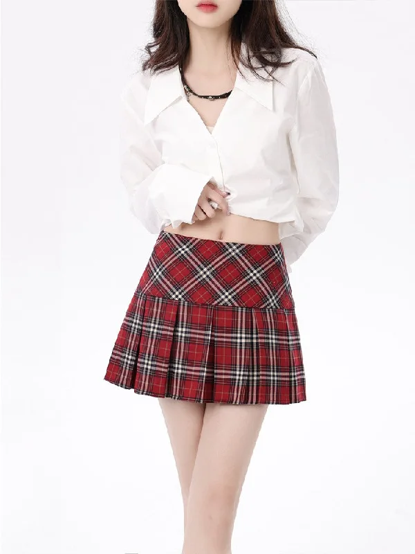 Youthful Street Fashion Women's Plaid Pleated Skirt