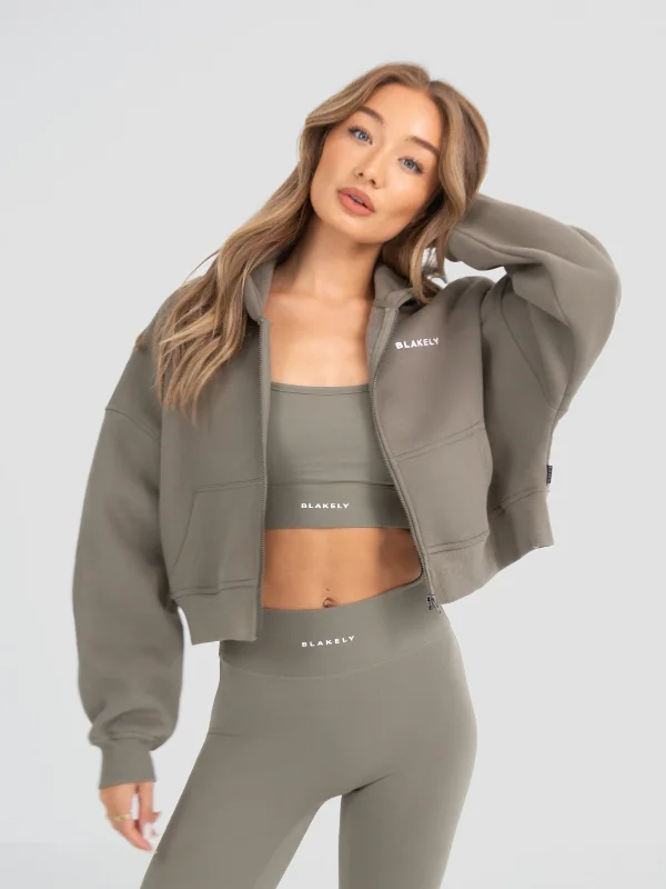High Street Style Soho Full Zip Hoodie - Safari Green