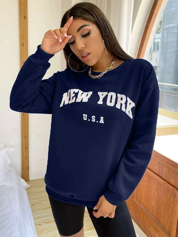 Age-reducing Style Women's Oversized Sweatshirt Navy