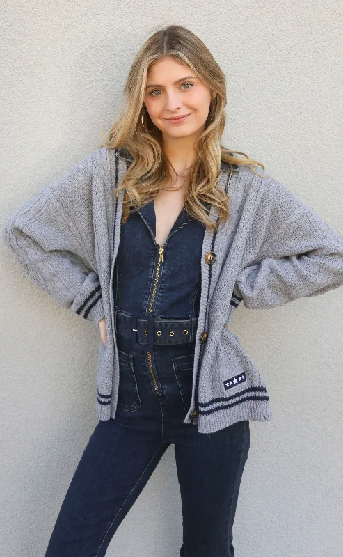 Casual And Comfortable stars aligned cardigan - grey