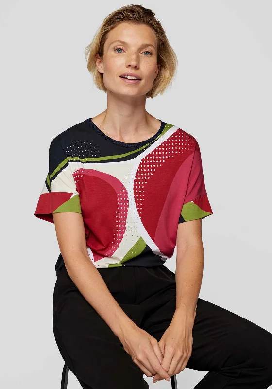 Comfortable And Cold-proof Rabe Fuchsia Multi Abstract Print Top, Fuchsia Multi