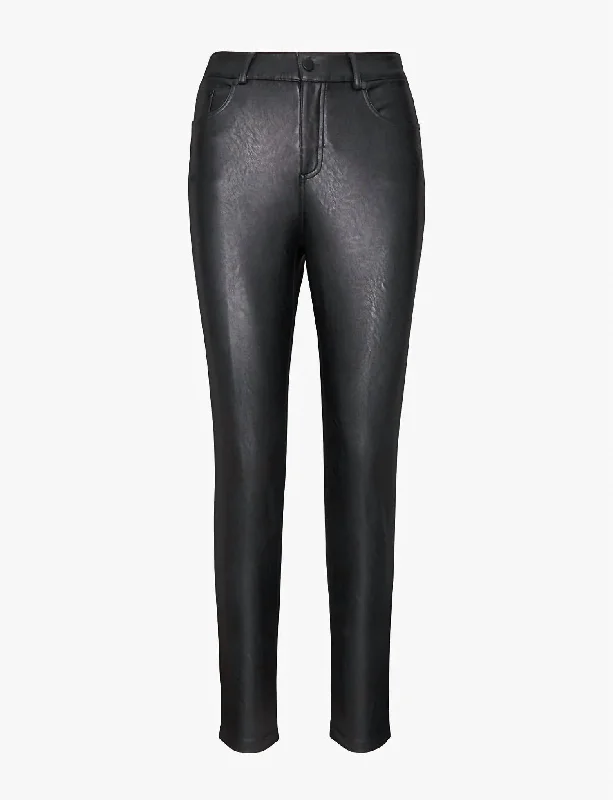 Avant-garde Design Faux Leather Five Pocket Pant Slg69 In Black