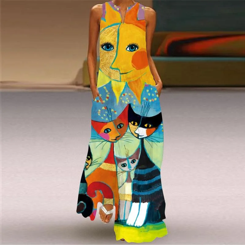 Outdoor Trend Plus Sizes Women Sleeves Summer Long Dresses
