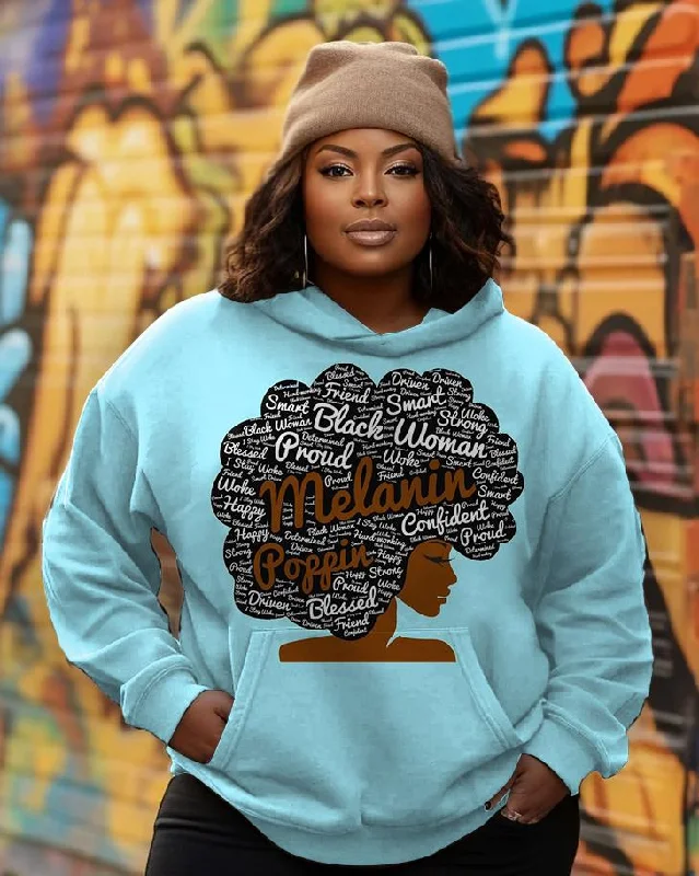 Eye-catching Personality Melanin Womens Slogan Long Sleeves Hoodie