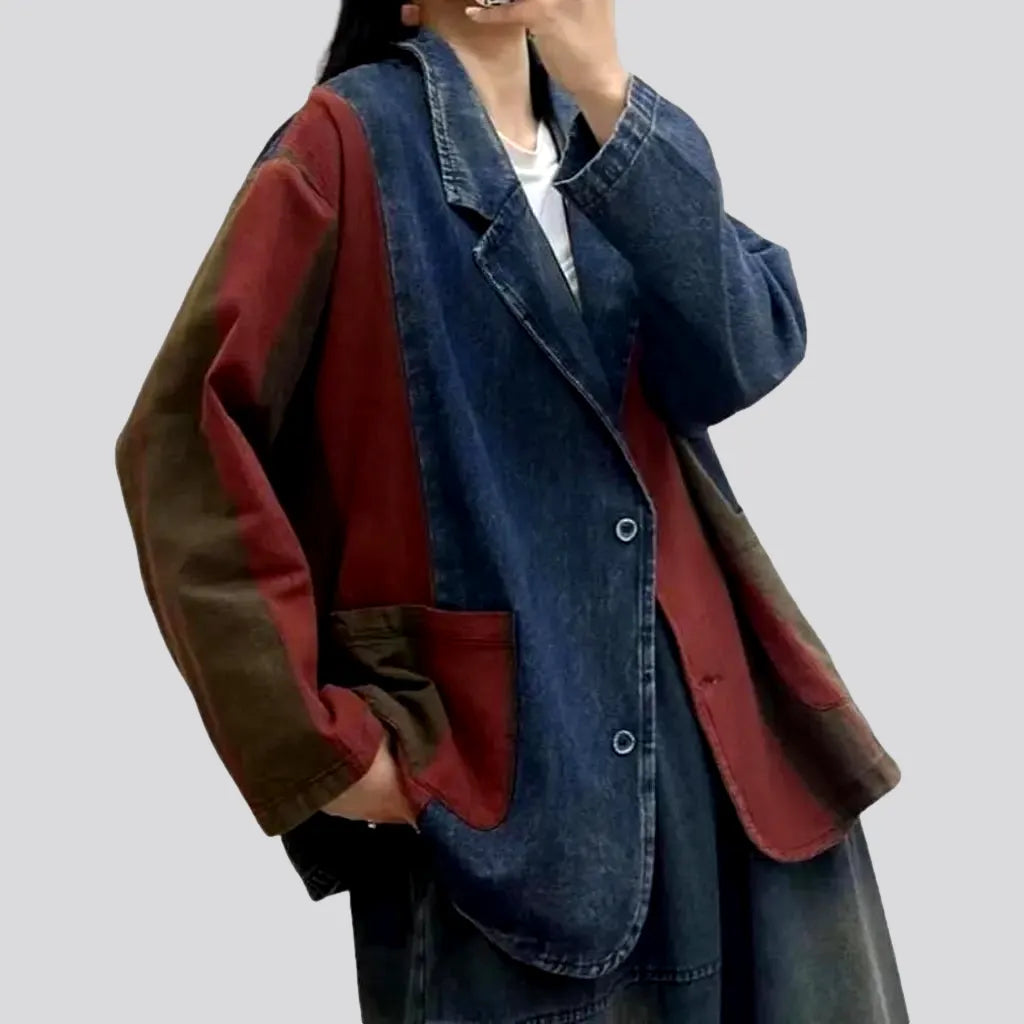 Cute Style Patchwork fashion jean blazer for ladies