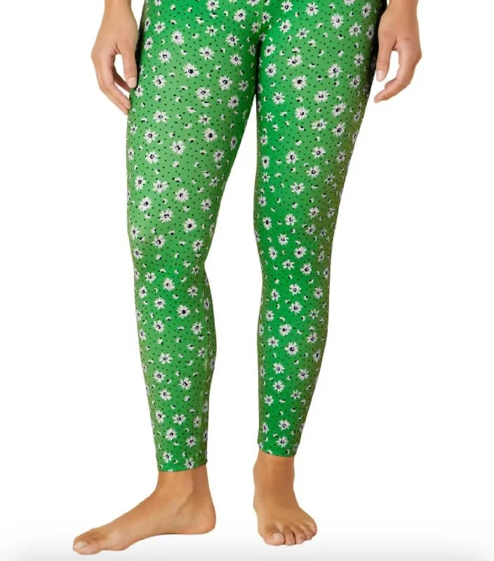 Retro Fashion Spacedye High Waist Legging In Honeydew Daisies