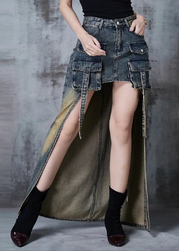 Light And Breathable Unique Low High Design Pockets Denim Skirts Summer