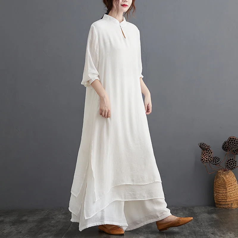 Sexy Fun Signature Cotton Loose Hanfu Tea Gown Two-piece Traditional Chinese Costume