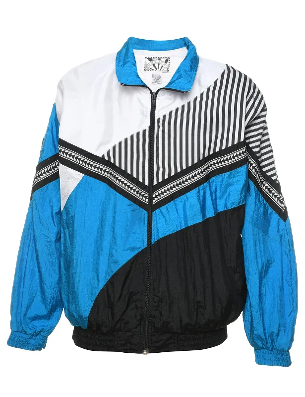 Stretch Design Black, Blue & White 1990s Nylon Jacket - M