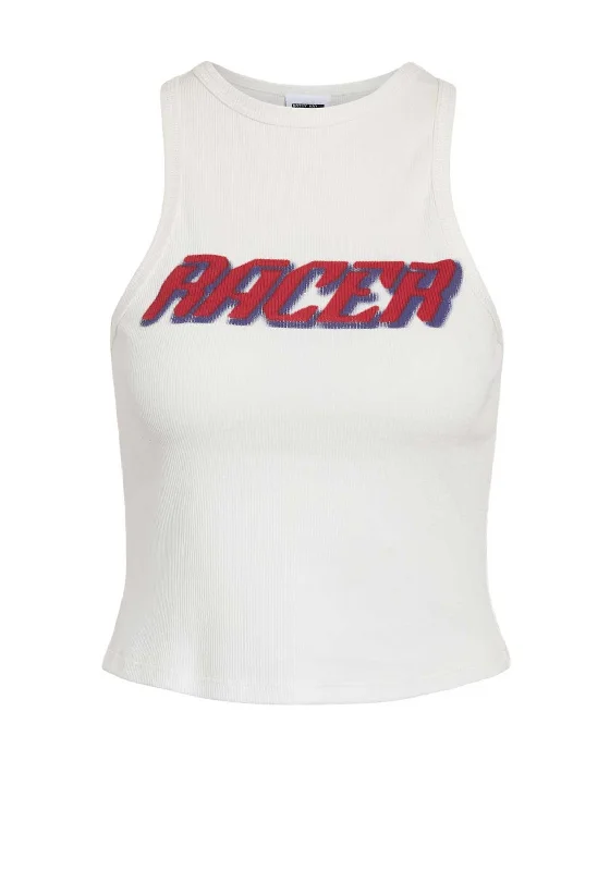 High-end Fabrics Noisy May Racer Cropped Vest Top, Snow White