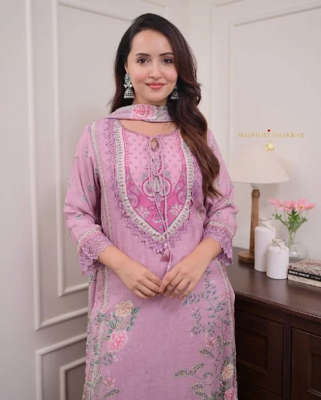 Street Charm Pure Muslin with Sequence Work Ivory Pakistani Designer Suit
