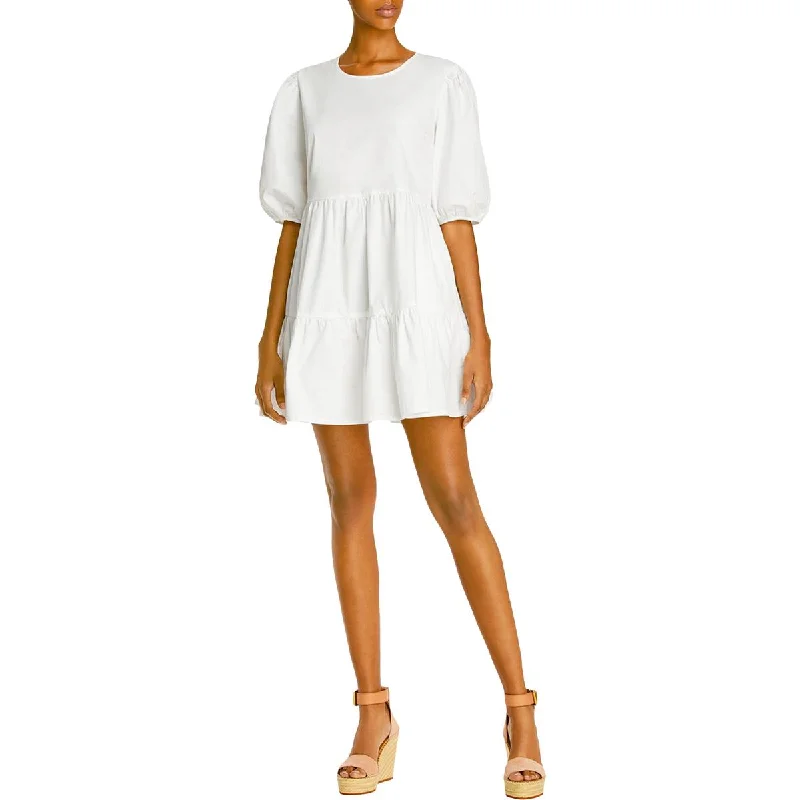 Minimalism Aqua Womens Tiered Casual Mini Dress