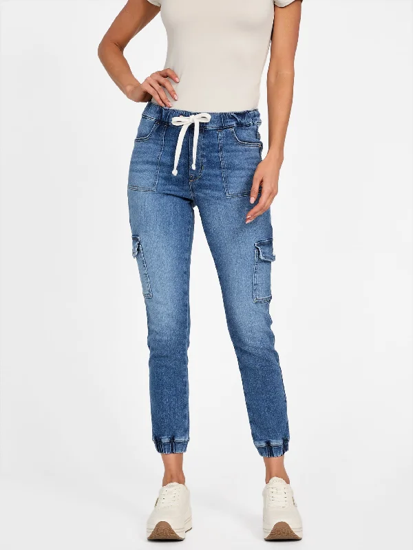 Avant-garde Design Eco Luna Mid-Rise Cargo Denim Joggers
