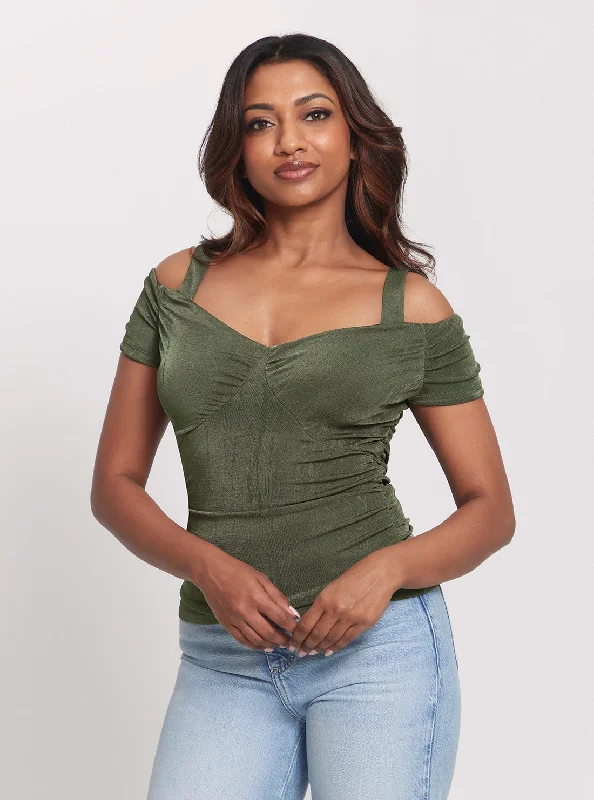 Celebrity Must-have Khaki Green Emily Rib Top