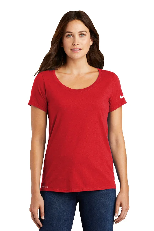 French Style Nike Womens Dri-Fit Moisture Wicking Short Sleeve Scoop Neck T-Shirt - University Red French Style Nike Womens Dri-Fit Moisture Wicking Short Sleeve Scoop Neck T-Shirt - University Red