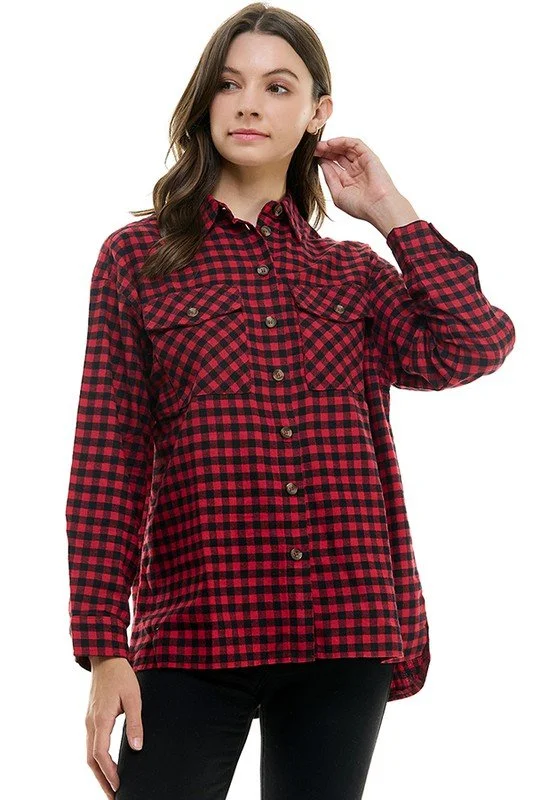 Ethnic Style Women's Oversize Plaid Long Sleeve Shirts