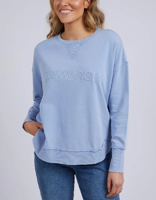 French Style Washed Simplified Crew - Washed Light Blue