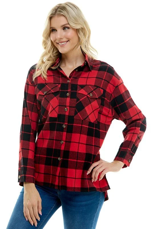 Street Charm Women's over size Plaid Shirts