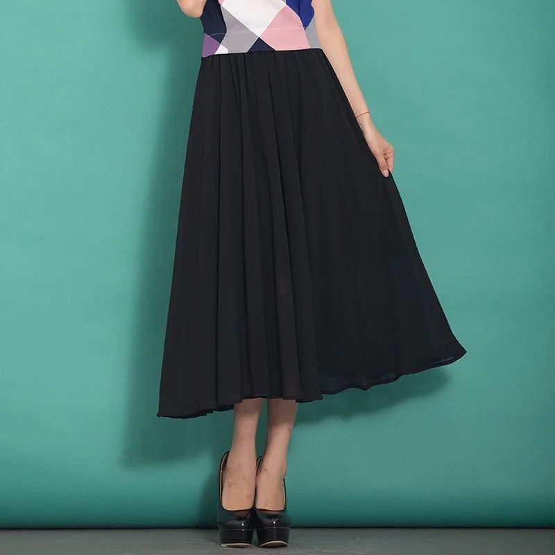 Casual Street Elegant high waist chiffon clothes For Women Neckline black wild Dress summer Casual Street Elegant high waist chiffon clothes For Women Neckline black wild Dress summer
