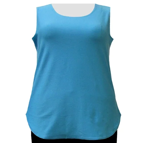Bright Colors Turquoise Cotton Knit Tank Top Women's Plus Size Tank Top