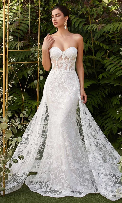Classic And Versatile Cinderella Divine - Strapless Floral Trumpet Bridal Gown CB046W - 1 pc Off White In Size 4 Available Classic And Versatile Cinderella Divine - Strapless Floral Trumpet Bridal Gown CB046W - 1 pc Off White In Size 4 Available