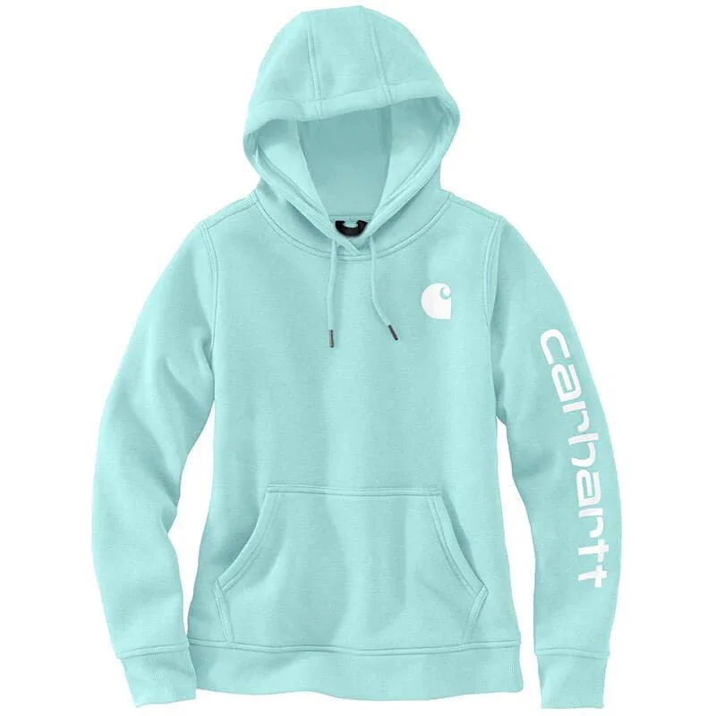Youthful Street Fashion 102791 - Women's relaxed fit midweight logo sleeve graphic hoodie - Pastel Turquoise