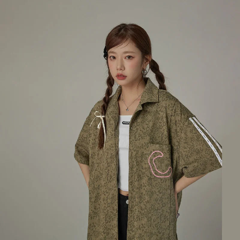 British Fashion Leopard Embroidered Shirt
