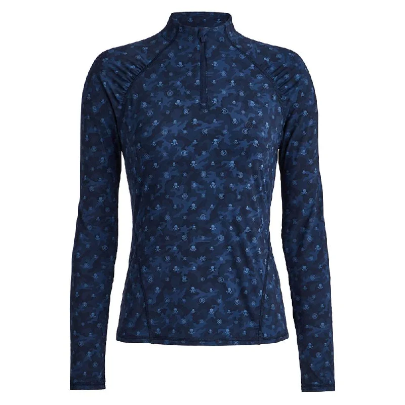 Elegant Tailoring Gfore Icon Camo Silky Tech Nylon Ruched Quarter Zip Golf Pullover 2023 Women
