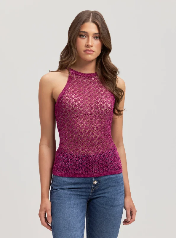 Unique Design Pink Amber Lurex Tank Top