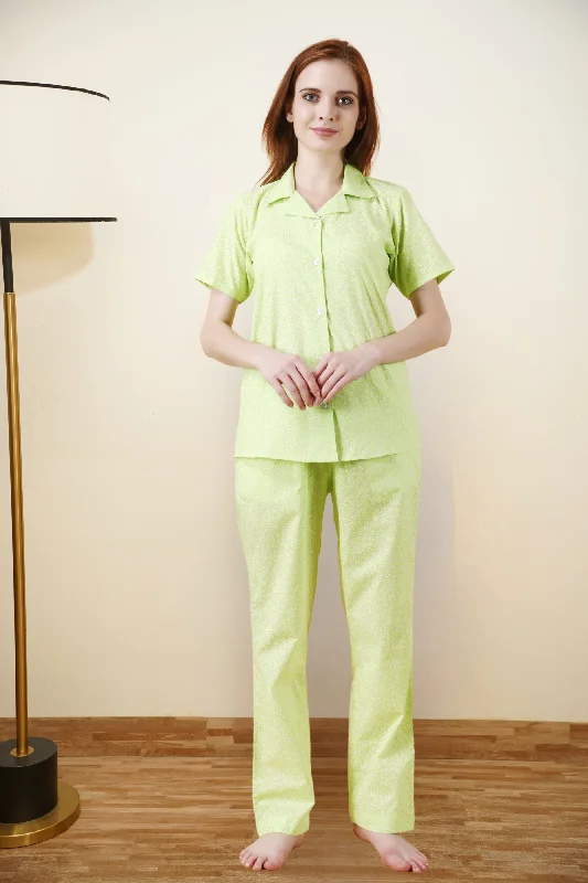Classic Retro Green Hearty Night Suit