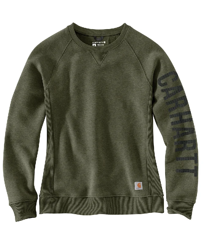 Casual Style Carhartt Women's Midweight Logo Crew Neck Sweatshirt - Basil Heather