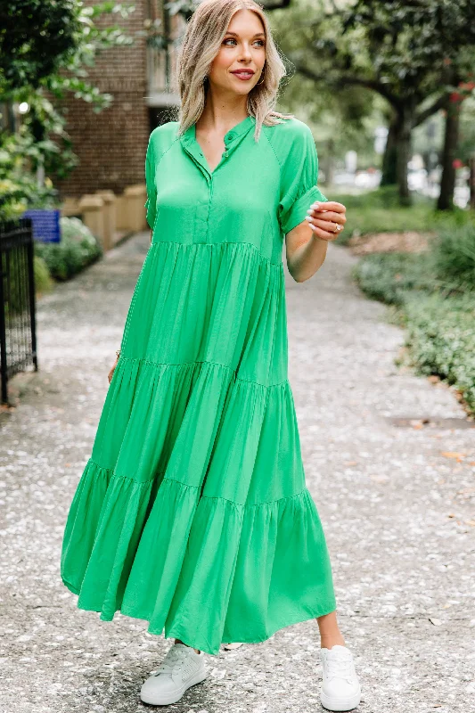 Spiritual Vitality Let's Hang Out Kelly Green Tiered Maxi Dress