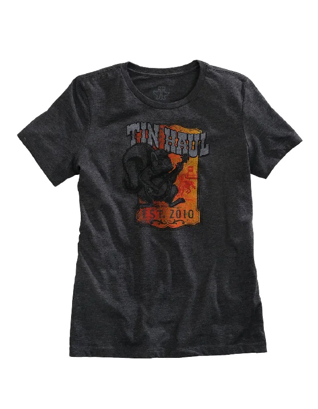 Advanced Customization Tin Haul Womens Grey Cotton Blend Squirrel Nut S/S Retro T-Shirt Advanced Customization Tin Haul Womens Grey Cotton Blend Squirrel Nut S/S Retro T-Shirt