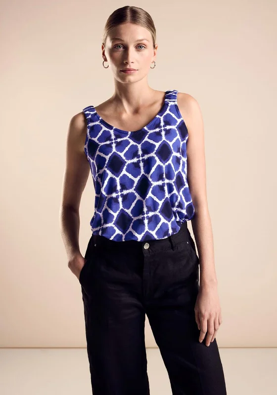 Carefree Style Street One Patterned Sleeveless Top, Violet Blue