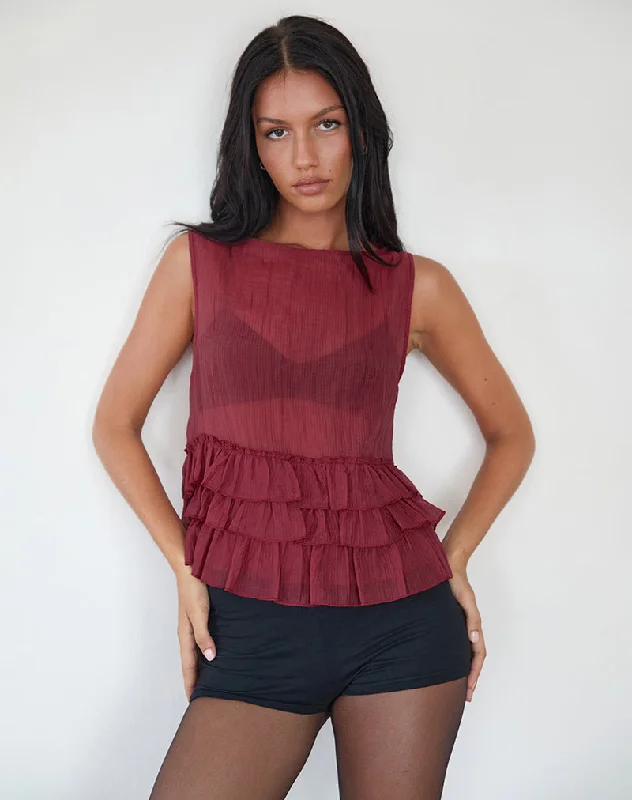 Modern City Lamina Unlined Blouse in Maroon