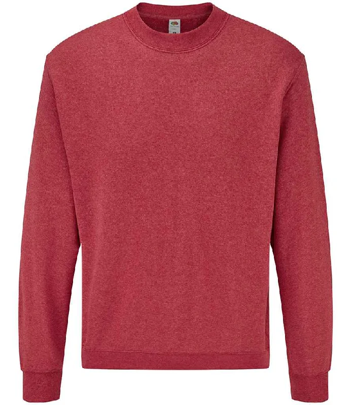 High Street Style Fruit of the Loom Classic Drop Shoulder Sweatshirt | Heather Red