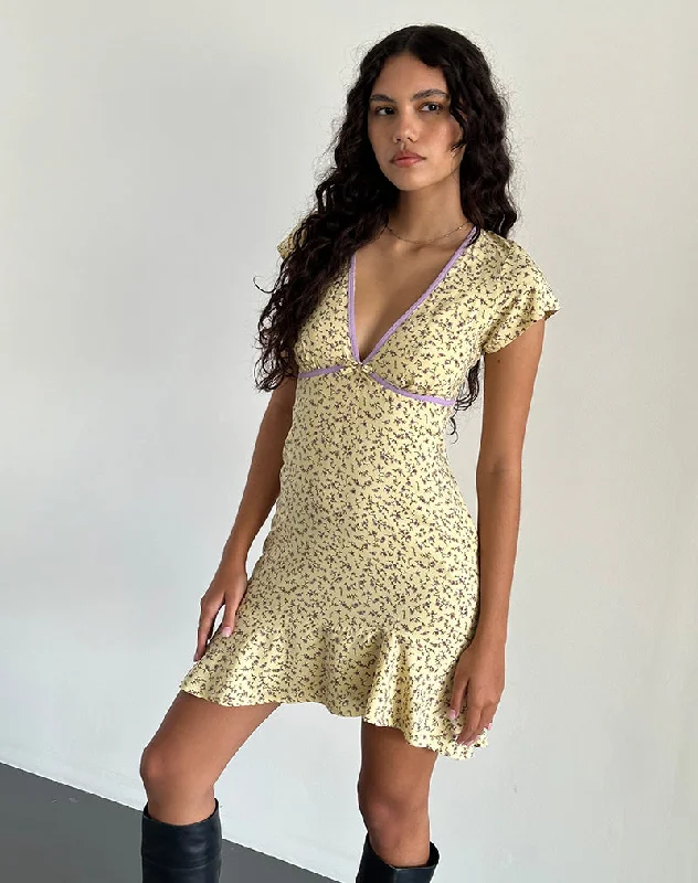 Casual Street Gysele Mini Dress in Flowing Flower Yellow