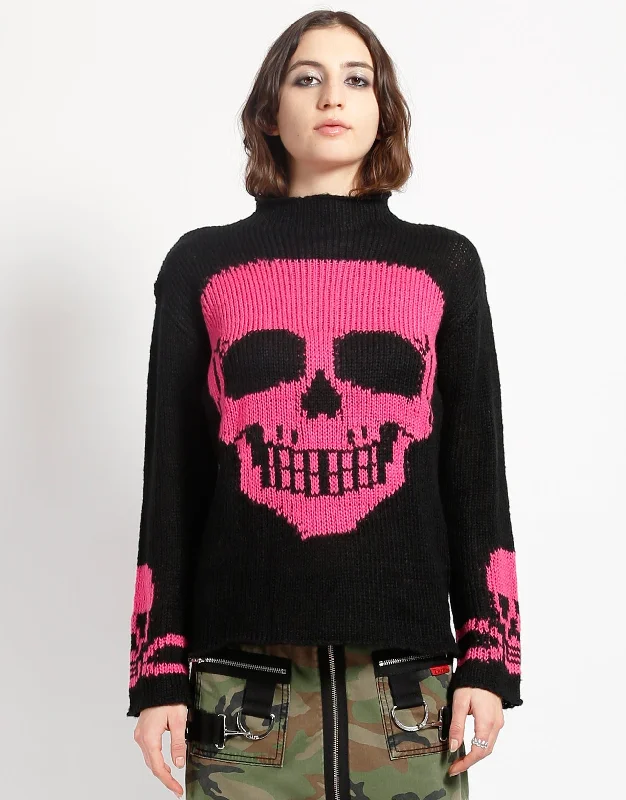 Youthful Street Fashion SKULL SWEATER PINK SKULL