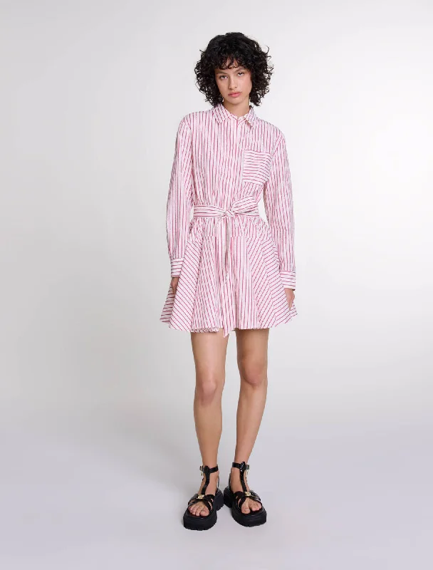 Celebrity Style Striped rhinestone short dress