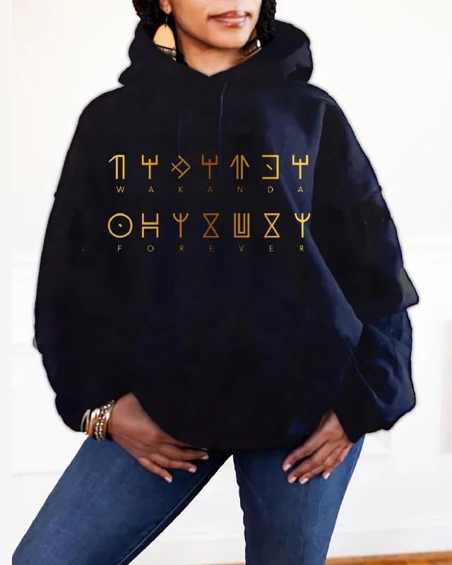 Elegant Temperament Wakanda Forever Long Sleeves Hoodie